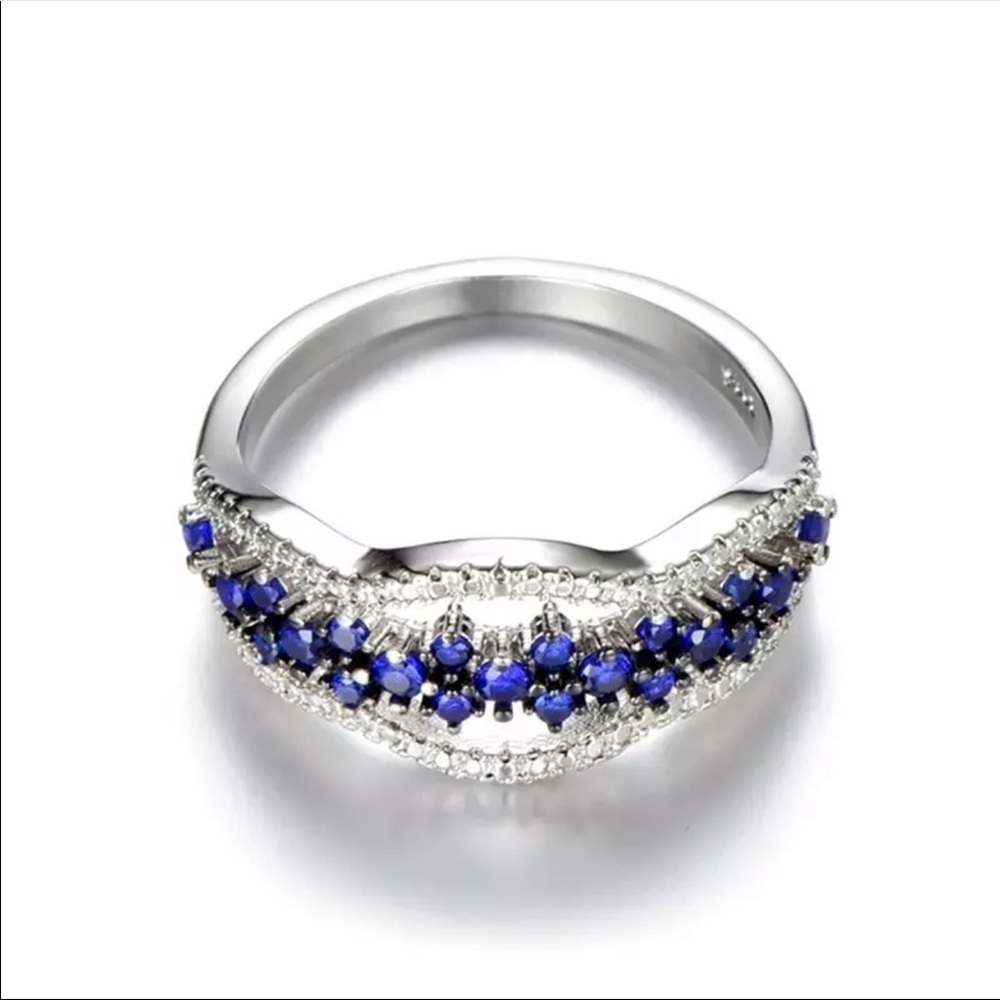 NEW Romantic WOMEN ’s RING BLUE CRYSTAL RING - Picture 3 of 6